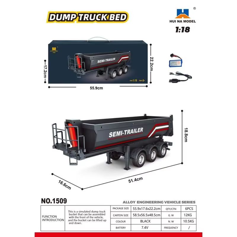1/18 Huina 1509 Rc Semi Dump T - Dump Truck Toy ulasan dan harga